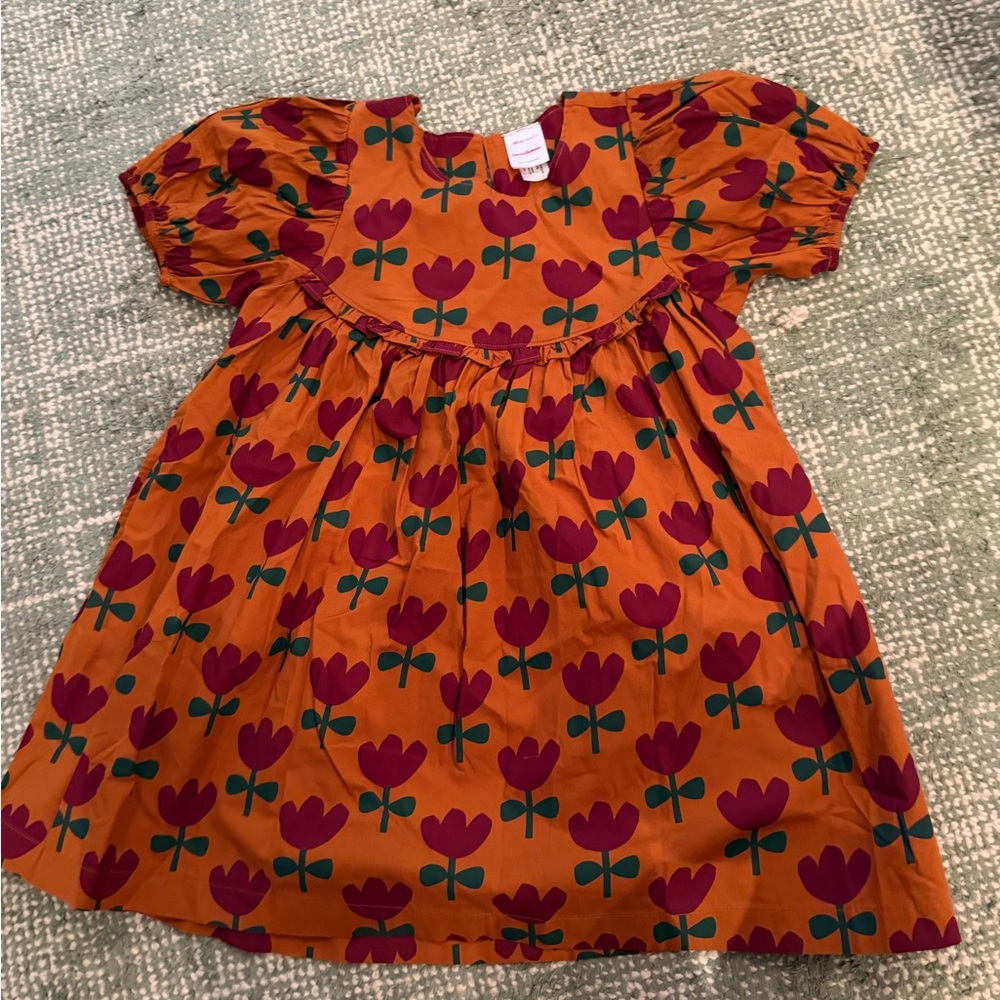 NWOT Hanna Andersson Puff Sleeve Poplin Dress size 6-7